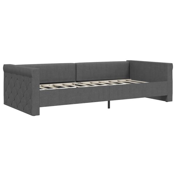vidaXL Sof&aacute;-cama c/ colch&atilde;o e sa&iacute;da USB 90x200 cm tecido cinza-escuro