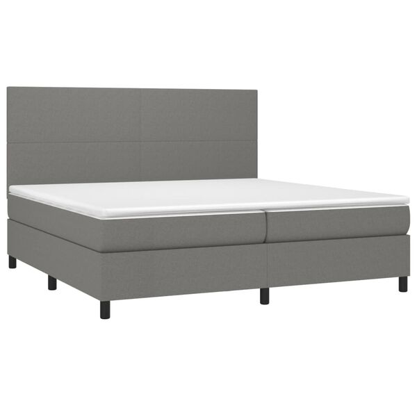 vidaXL Cama com molas/colch&atilde;o 200x200 cm tecido cinzento-escuro