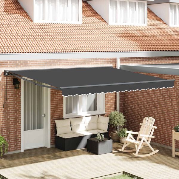 vidaXL Toldo Retr&aacute;til Manual Antracite 400 &times; 300 cm Alum&iacute;nio e Tecido
