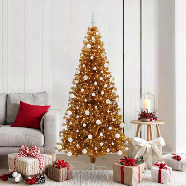 vidaXL &Aacute;rvore de Natal com 300 LEDs com suporte Ouro 180 cm PET