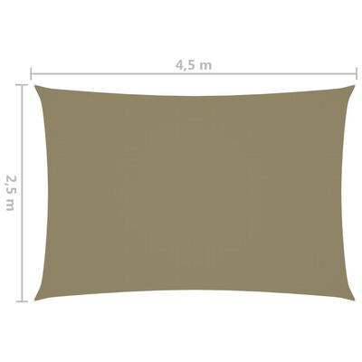 vidaXL Para-sol estilo vela tecido oxford retangular 2,5x4,5 m bege