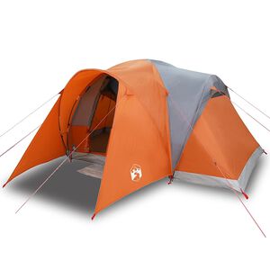 vidaXL Tenda familiar c&uacute;pula para 6 pessoas imperme&aacute;vel cinza/laranja