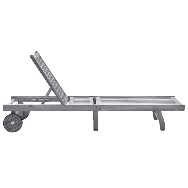 vidaXL Espreguiçadeira de jardim c/ almofadão acácia maciça cinzento