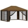 vidaXL Gazebo de Jardim com Laterais 4 &times; 3 m Cinzento-acastanhado