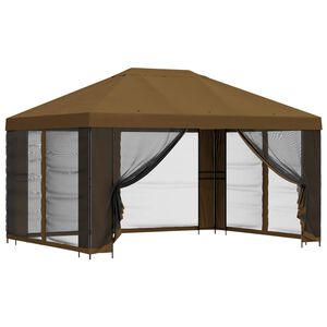 vidaXL Gazebo de Jardim com Laterais 4 &times; 3 m Cinzento-acastanhado