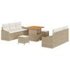 vidaXL Conjunto de Sof&aacute; de Jardim 9 unid. Bege vime PE