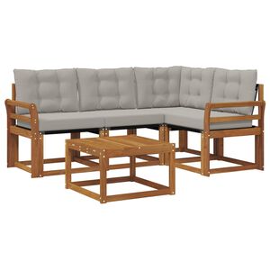 vidaXL Conjunto de Sof&aacute;s para Exterior 5 unid. Cinza Natural e Claro
