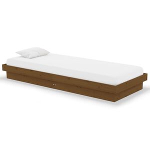 vidaXL Estrutura cama pequena solteiro 75x190 cm madeira castanho mel