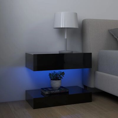 vidaXL Móvel de TV com luzes LED 60x35 cm preto brilhante