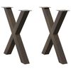 vidaXL P&eacute;s para mesa de jantar em formato de X, 2 pe&ccedil;as, a&ccedil;o natural, 80x(72-73) cm, a&ccedil;o