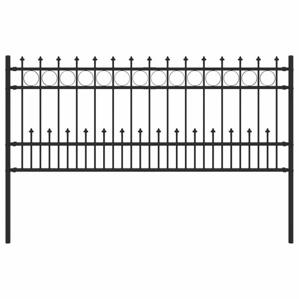 vidaXL Cerca com Anel Spike Preto 200 x 130 cm A&ccedil;o revestido a p&oacute;