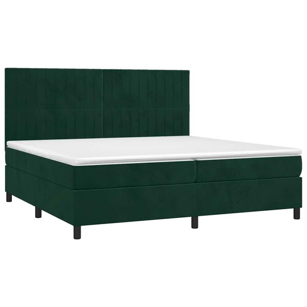 vidaXL Cama com molas/colch&atilde;o 200x200 cm veludo verde-escuro
