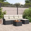vidaXL Conjunto de Sof&aacute; de Jardim 6 pcs Preto Rattan Sint&eacute;tico