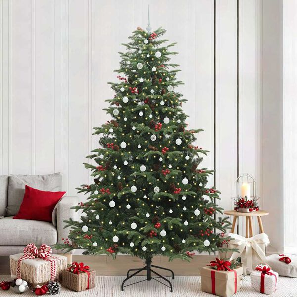 vidaXL &Aacute;rvore de Natal Artificial Verde 240 cm PVC, Metal e Pl&aacute;stico
