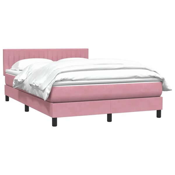 vidaXL Cama com molas/colch&atilde;o 160x220 cm veludo rosa