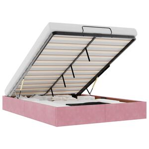 vidaXL Estrutura de cama otomana sem colch&atilde;o 140x200 cm veludo rosa