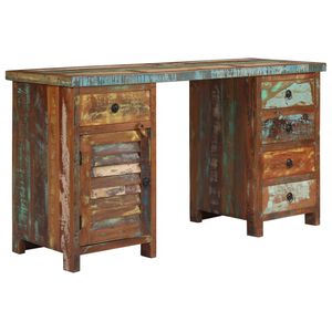 vidaXL Secret&aacute;ria pedestal madeira recuperada maci&ccedil;a 140x50x77cm