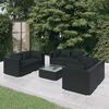 vidaXL 7 pcs conjunto lounge de jardim c/ almofad&otilde;es vime PE preto