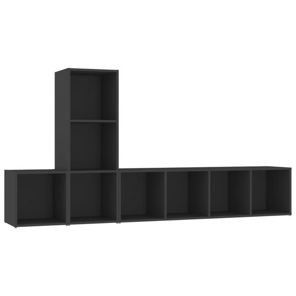 vidaXL 3 pcs conjunto de m&oacute;veis de TV contraplacado preto