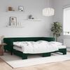 vidaXL Sof&aacute;-cama c/ gavet&atilde;o e colch&otilde;es 100x200cm veludo verde-escuro