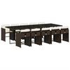 vidaXL 11 pcs conjunto jantar p/ jardim c/ almofad&otilde;es vime PE castanho