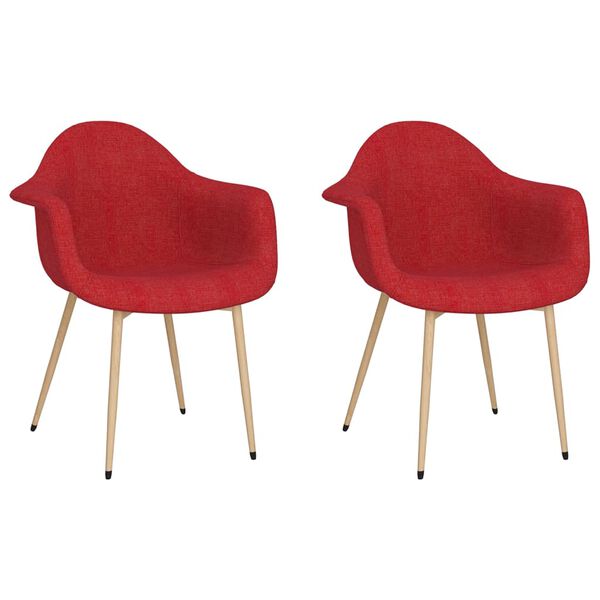 vidaXL Cadeiras de jantar 2 pcs tecido vermelho tinto