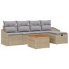 vidaXL Conjunto de Sof&aacute; de Jardim 6 unid. Bege Rattan Sint&eacute;tico
