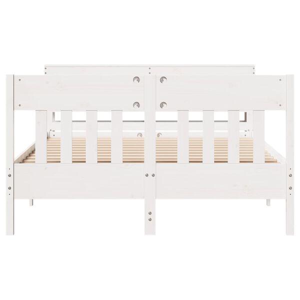 vidaXL Cama sem colch&atilde;o 135x190 cm madeira de pinho maci&ccedil;a branco