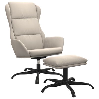 vidaXL Cadeira descanso c/ banco p/ pés tecido de microfibra cor creme