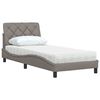vidaXL Cama com colch&atilde;o 90x190 cm tecido castanho-acinzentado