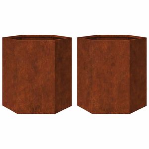 vidaXL Vasos floreiras jardim hexagonal 46x40x45cm resist&ecirc;ncia ao a&ccedil;o