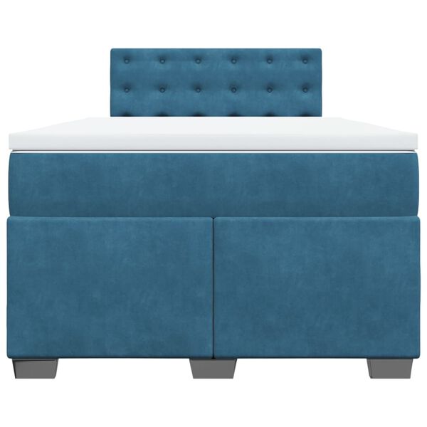 vidaXL Cama boxspring com colch&atilde;o 120x200 cm veludo azul-escuro