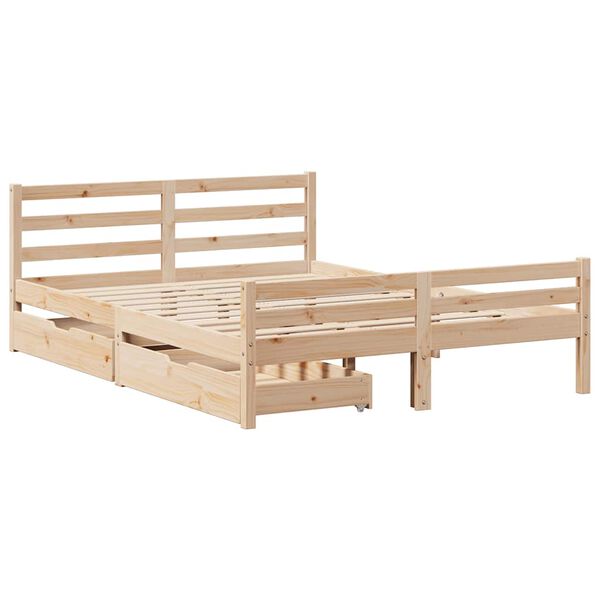 vidaXL Cama sem colch&atilde;o 140x190 cm madeira de pinho maci&ccedil;a