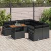 vidaXL Conjunto de Sof&aacute; de Jardim 9 pcs Preto Rattan Sint&eacute;tico
