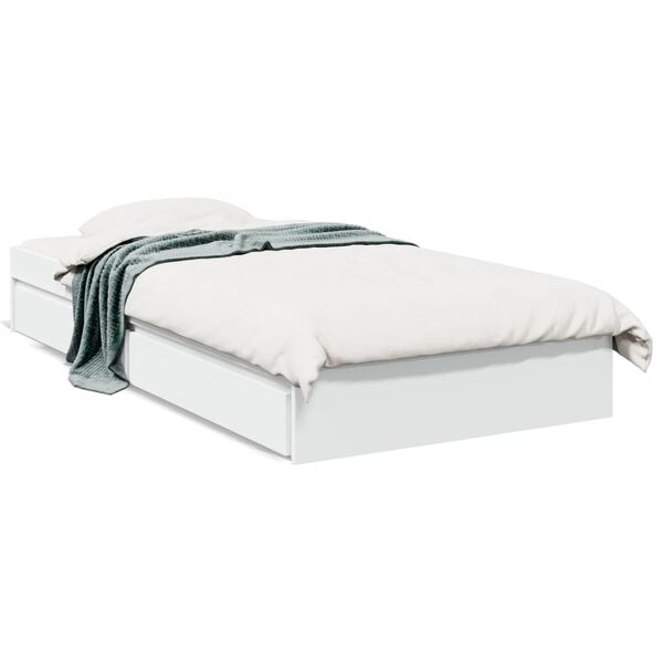vidaXL Estrutura cama c/ gavetas 75x190 cm derivados de madeira branco