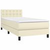 vidaXL Cama com molas/colch&atilde;o 90x200 cm couro artificial cor creme