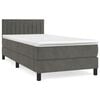 vidaXL Cama com molas/colch&atilde;o 80x200 cm veludo cinza-escuro