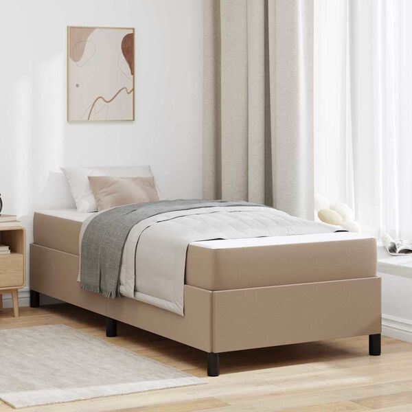 vidaXL Estrutura da Cama com colchão Cappuccino 90 x 190 cm tecido