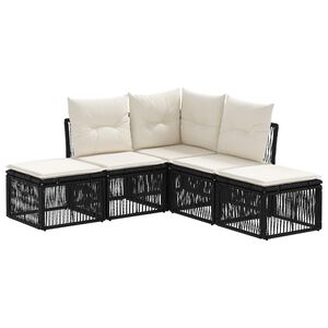 vidaXL Conjunto de Sof&aacute; de Jardim 5 pcs Preto vime PE