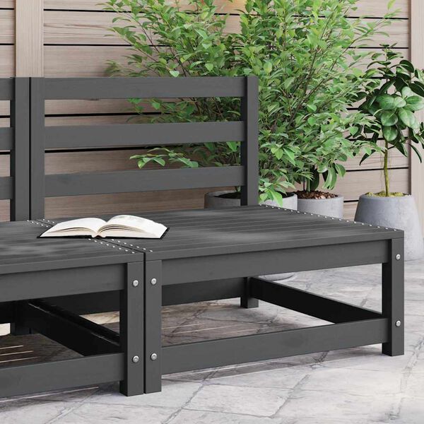 vidaXL Sofá de centro para jardim madeira de pinho maciça cinzento