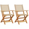 vidaXL Cadeiras de jardim 2 pcs madeira ac&aacute;cia maci&ccedil;a e vime PE bege