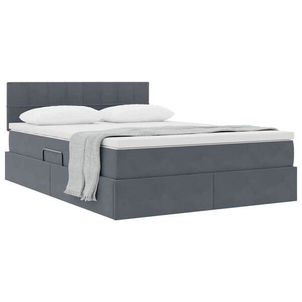 vidaXL Cama com Armazenamento Cinza Escuro 140 x 190 cm Veludo