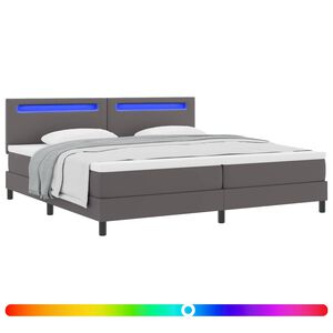 vidaXL Cama Box com colch&atilde;o Cinzeto 200 x 200 cm Couro sint&eacute;tico