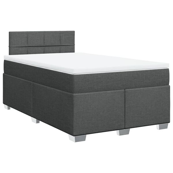 vidaXL Cama boxspring com colch&atilde;o 120x190 cm tecido cinzento-escuro