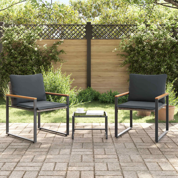 vidaXL Conjuntos de m&oacute;veis 3 pcs Cinza e Cinza Escuro Vime