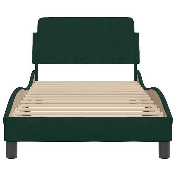 vidaXL Estrutura de cama Dover 80x200 cm veludo verde-escuro
