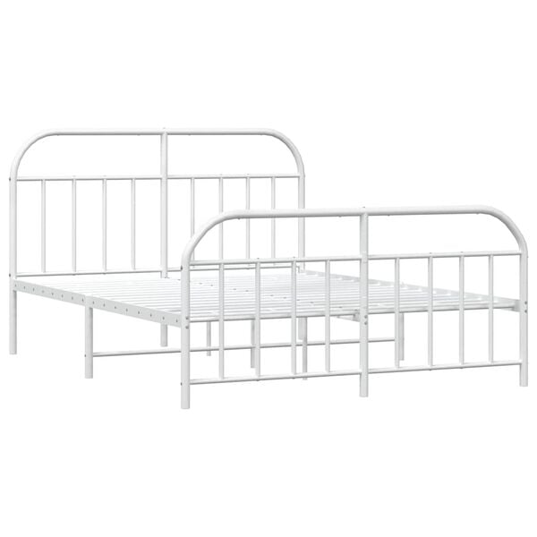 vidaXL Estrutura de cama com cabeceira e p&eacute;s 183x213 cm metal branco