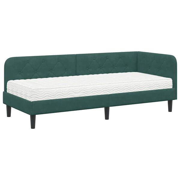 vidaXL Estrutura de Cama de Canto Verde Escuro 80 x 200 cm Veludo