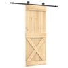 vidaXL Porta Deslizante Natural e Preto 80 x 210 cm