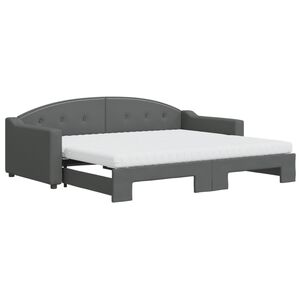 vidaXL Sof&aacute;-cama c/ gavet&atilde;o e colch&otilde;es 90x200cm tecido cinzento-escuro